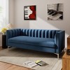 71 in. Wide Square Arm Velvet Mid-Century Square Sofa with Channel Tufted 3-Seater Couch - Morden Fort - 3 of 4