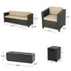 Christopher Knight Home Hegseth Outdoor Wicker 7 Seater Chat Set with 50,000 BTU Iron Fire Pit - 3 of 4