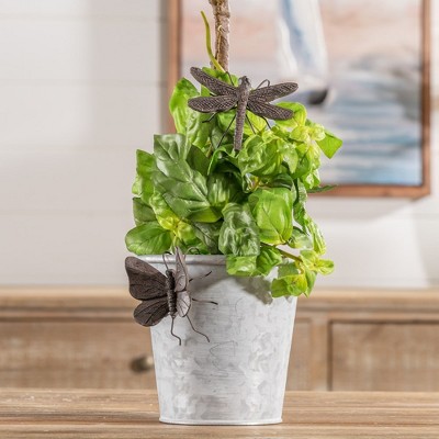 Distressed Iron Dragonfly and Butterfly Pot Sitter Set