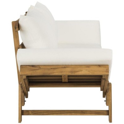 Natural Acacia Wood Daybed with Beige Cushions