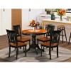5-Piece Round Black Finish Solid Wood Top Dining table with 4 Chairs with - 2 of 4