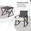 Costway 3PCS Patio Rattan Wicker Rocking Chairs Table Bistro Set Cushioned Rocker Garden - 4 of 4