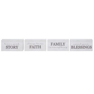 Transpac MDF Encouraging Words Block Decor Set of 4 Everyday Home Decorations - 1 of 1