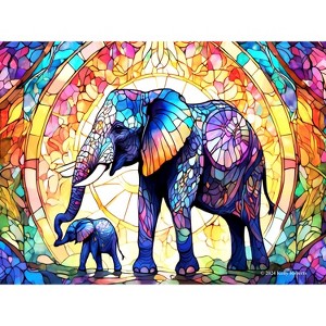 Sunsout Stained Glass Zoo Elephants 1000 pc   Jigsaw Puzzle 73306 - 1 of 4