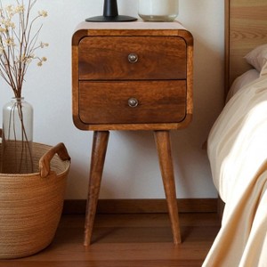 Airsurfer Compact Warm Walnut Nightstand Mid-Century Modern Nightstand Bedroom Storage for Bedroom Organization - 1 of 4