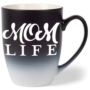 Elanze Designs Mom Life Two Toned Ombre Matte Black and White 12 ounce Ceramic Stoneware Coffee Cup Mug - 1 of 4