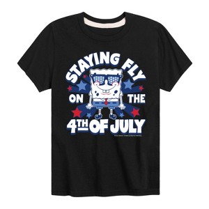 Boys' - SpongeBob SquarePants - Fly on the 4th of July Short Sleeve Graphic T-Shirt - 1 of 4