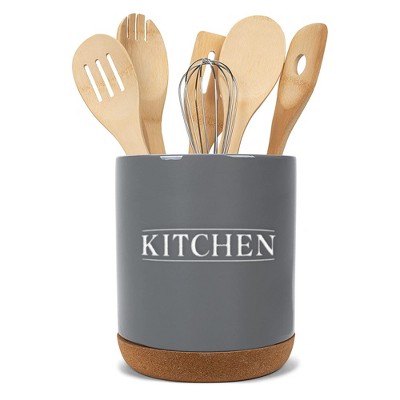 Elanze Designs Kitchen Grey X-Large Cork Bottom Kitchen Utensil Holder