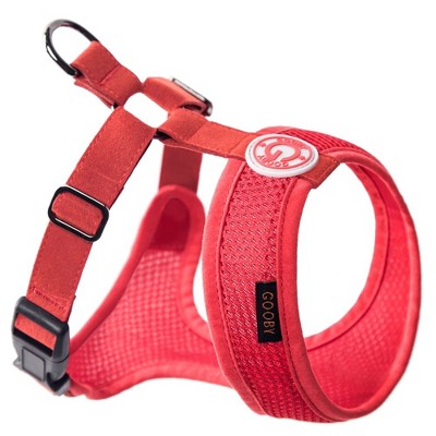 Gooby Freedom Harness II, Choke Free Mesh Harness for Small Dogs with Microsuede Straps, Red, Small