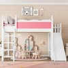 KWPZQEB Loft Bed, Solid Wood Loft Bed with High Guard Rail, Storage Shelves & Cabinet, Low Loft Bed Frame with Detachable Slide & Ladders - 3 of 4