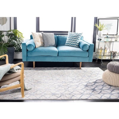 Amelia 4' x 6' Grey and Blue Geometric Synthetic Rug