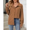 Women Lapel Button Solid Color Shirt Jacket Top Long Sleeve Shirts Casual Blouses Cardigan - 3 of 4