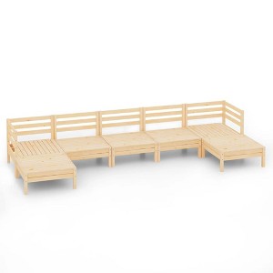 vidaXL 7-Piece Solid Pinewood Patio Lounge Set - Outdoor/Indoor Modular Sofa - Timeless Rustic Pallet Design - Weather-Resistant Garden Furniture - 1 of 4