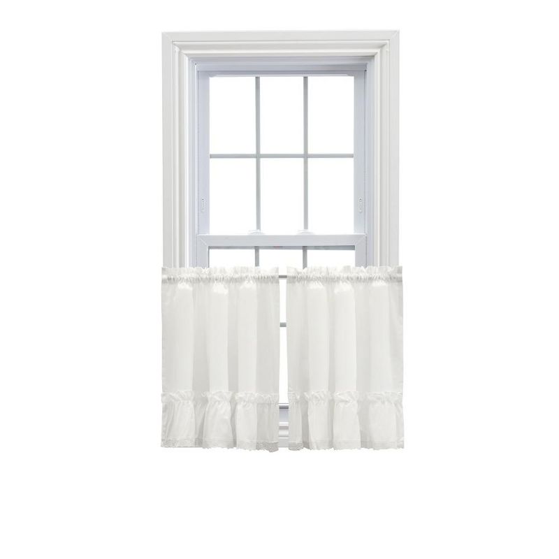Ellis Curtain Madelyn Ruflled Victorian 1.5" Rod Pocket Window Curtain Tiers Natural, 1 of 5