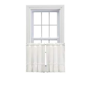 Ellis Curtain Madelyn Ruflled Victorian 1.5" Rod Pocket Window Curtain Tiers Natural