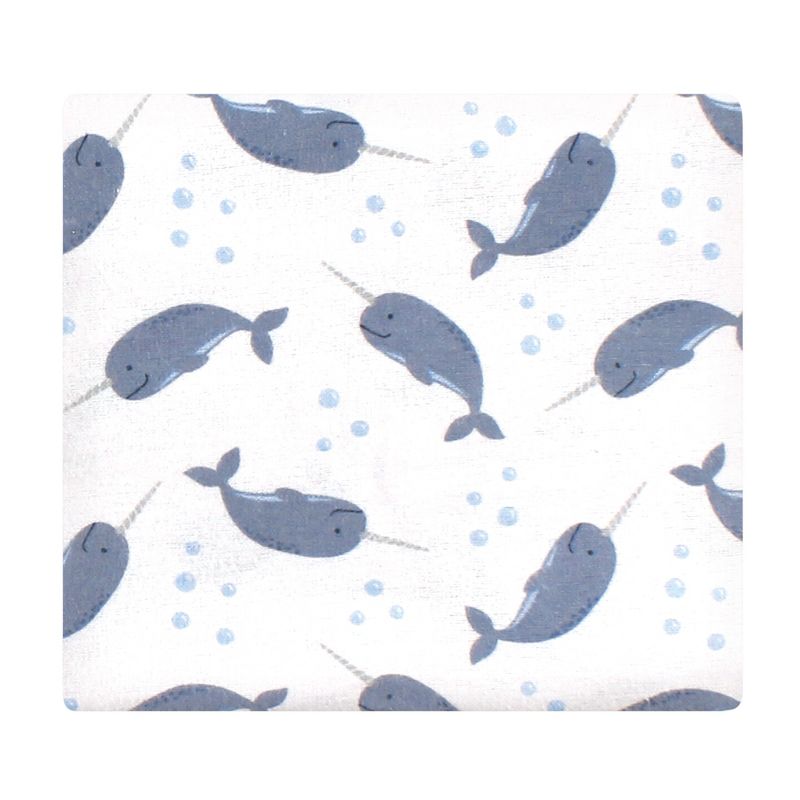 Hudson Baby Infant Boy Cotton Flannel Receiving Blankets, Narwhal, One Size, 3 of 4
