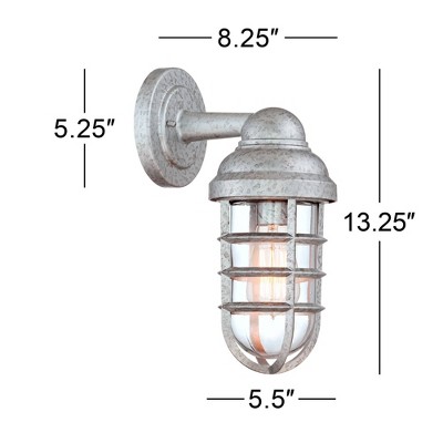 Marlowe Galvanized Steel Cage Frame Outdoor Wall Lights Set of 2