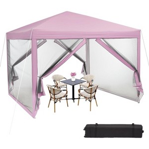 10x10ft Easy Pop-Up Canopy, Outdoor Screen Tent with Mosquito Netting, 2 Zipper Doors, and Roller Bag for Yard Camping Picnic Party Events - 1 of 4