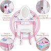 Angel Sar 26.7 Inch Kids Vanity Set, Wooden Makeup Dressing Table with 360° Rotating Mirror, Stool, Anti-Slip Foot Pads, Pink Princess Design - 4 of 4