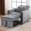 NicBex 3-in-1 Convertible Sleeper Chair,Modern Velvet Folding Sofa Bed with Pillow,Couches with Pocket for Living Room,Gray/Beige - 2 of 4
