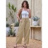 INSPIRE CHIC Women's Wide Summer Casual Elastic Waist Drawstring Cotton Trousers with Pockets - 4 of 4