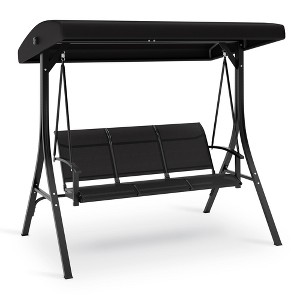 3 Seater Patio Swing Chair - Breathable Fabric Seat and Back, Adjustable Canopy and Armrests, Outdoor Porch Hanging for Patio, Backyard - 1 of 4