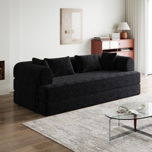 KWPZQEB 78.7'' Convertible Sleeper Sofa Bed with Cylindrical Pillow, Corduroy Folding Couch with Fixed-Shape Frame, Futon Sofa Bed for Living Room - 1 of 4