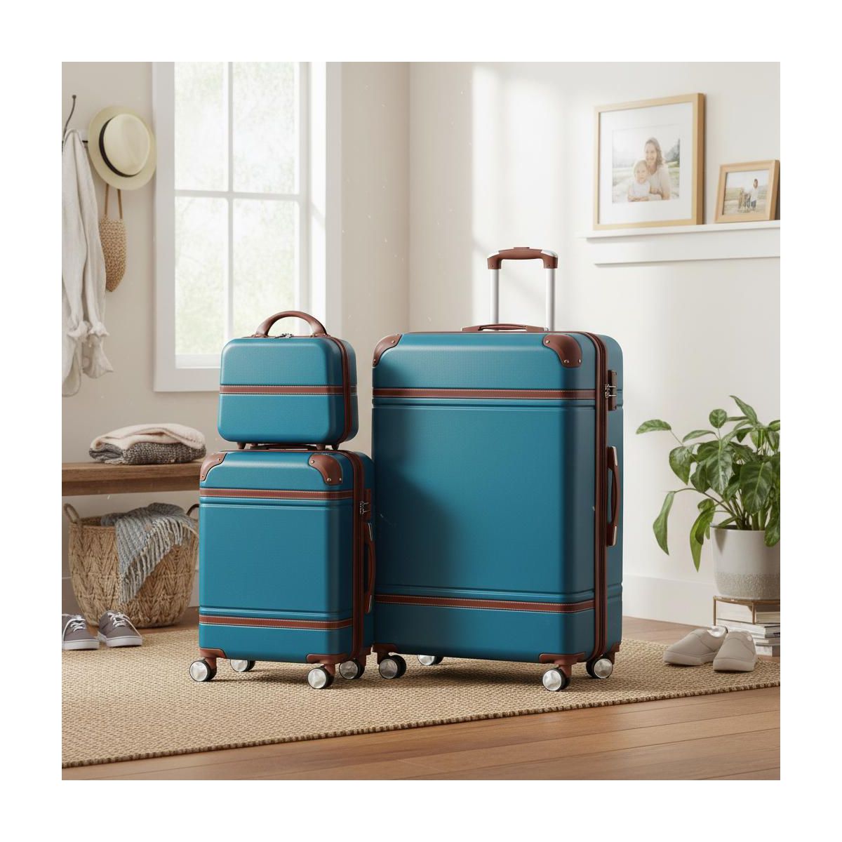 Polibi 3‑Piece Vintage-Inspired ABS Hardshell Luggage Set - thumbnail 10