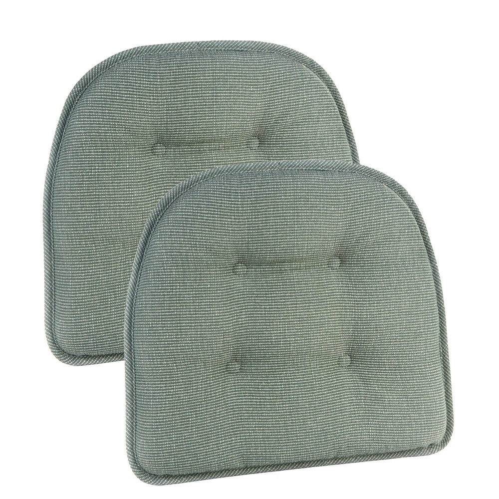 Photos - Pillow Gripper 15" x 16" Non-Slip Saturn Tufted Chair Cushions Set of 2 - Celedon