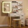 TROPOW Vanity Desk, Makeup Vanity Desk with Mirror and Lights,Cushioned Chair, Hairdryer Holder, 3 Lighting Colors, 4 Drawers and 5 Storage Shelves - 3 of 4