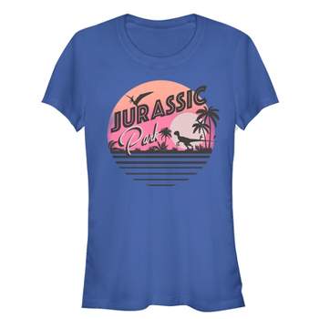 Juniors Womens Jurassic Park Retro Postcard T-Shirt