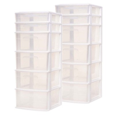 Homz Plastic 5 Clear Drawer Medium Home Storage Container Tower, Black  Frame, 1 Piece - Baker's