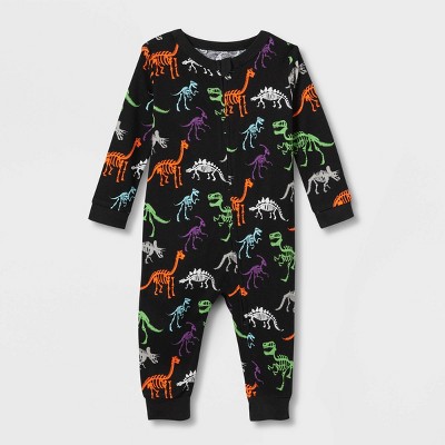 Image of Baby Halloween Dino Skeletons Snug Fit Matching Family Pajama - Hyde & EEK! Boutique™ Black 3-6M