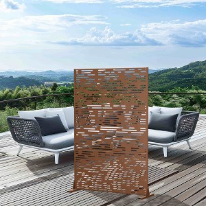 Lirago Metal Outdoor Privacy Screen Freestanding Patio Decorative Screens - 72"x47", Brown - 1 of 4