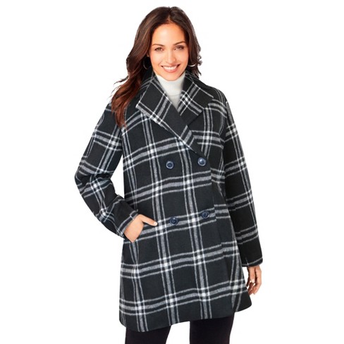 Jessica London Women's Plus Size A-line Wool Peacoat - 14, Black