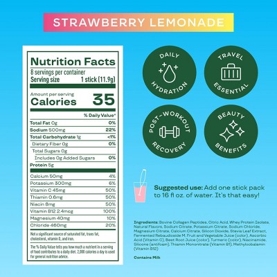 BLOOM NUTRITION Daily Hydration Electrolyte Stick Packs - Strawberry Lemonade - 8ct