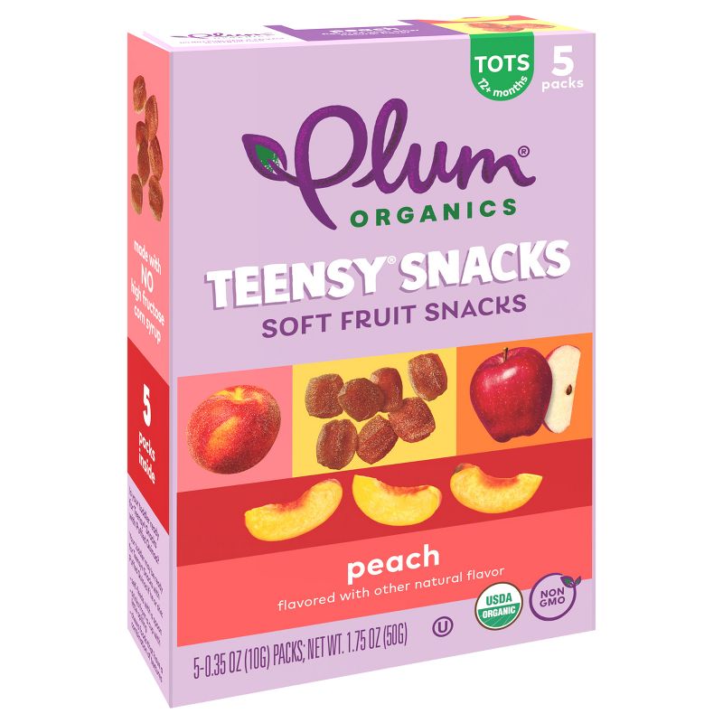 Plum Organics Teensy Peach Snacks - 5ct/1.75oz, 4 of 14