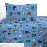 Twin Minecraft Snowflakes Mobs Flannel Sheet Set