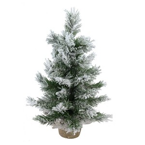 Northlight 1.5 FT Flocked Pine Medium Artificial Christmas Tree in Burlap Base - Unlit - 1 of 4