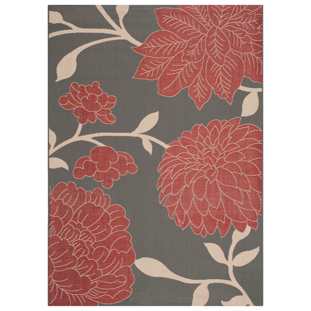 5'3in x 7'7in Annette Outdoor Rug Anthracite/Coral - Safavieh