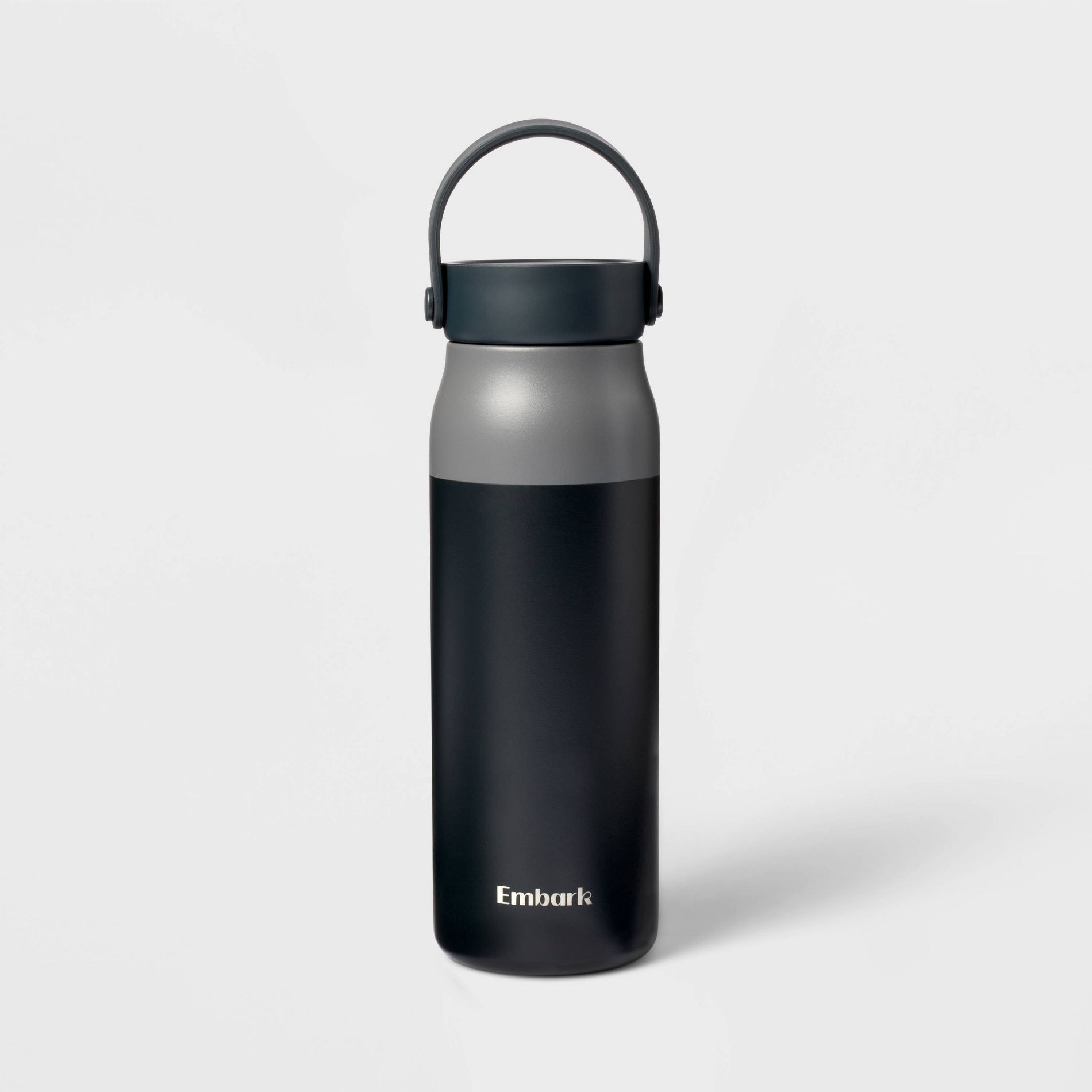 32oz Stainless Steel Hydration Water Bottle - Black - Embark™: Portable Drinkware, Polypropylene Lid