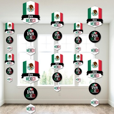 Big Dot of Happiness Viva Mexico - Mexican Independence Day Party DIY Dangler Backdrop - Hanging Vertical Decorations - 30 Pieces