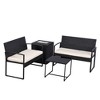JUJABU 4-Piece Rattan Patio Sectional Sofa Set with Cushions, Ice Bucket and Coffee Table - 2 of 4