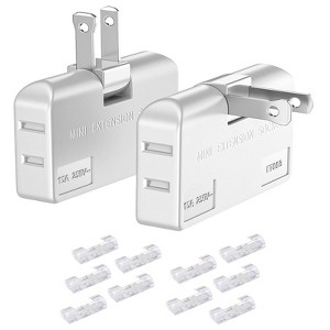 Itopfox Flat Outlet Extender, 3 Way Adapter with 10 Wire Fixing Grooves, 2-Prong 180 Degree Swivel Wall Plug, Slim Folding Outlet Splitter - 1 of 4