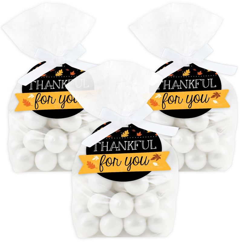 Big Dot of Happiness Give Thanks - Thanksgiving Party Clear Goodie Favor Bags - Treat Bags With Tags - Set of 12, 1 of 9
