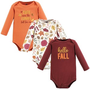 Hudson Baby Infant Girl Cotton Long-Sleeve Bodysuits, Hello Fall - 1 of 4