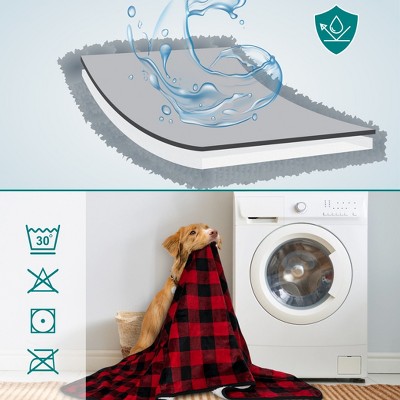 Large Red Plaid Waterproof Sherpa Fleece Pet Blanket