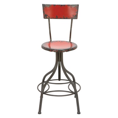 Metal Back Rest Barstool Red - Olivia & May