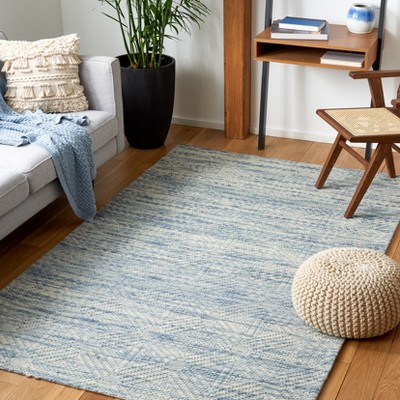Marbella Light Blue and Beige Handwoven Wool Area Rug