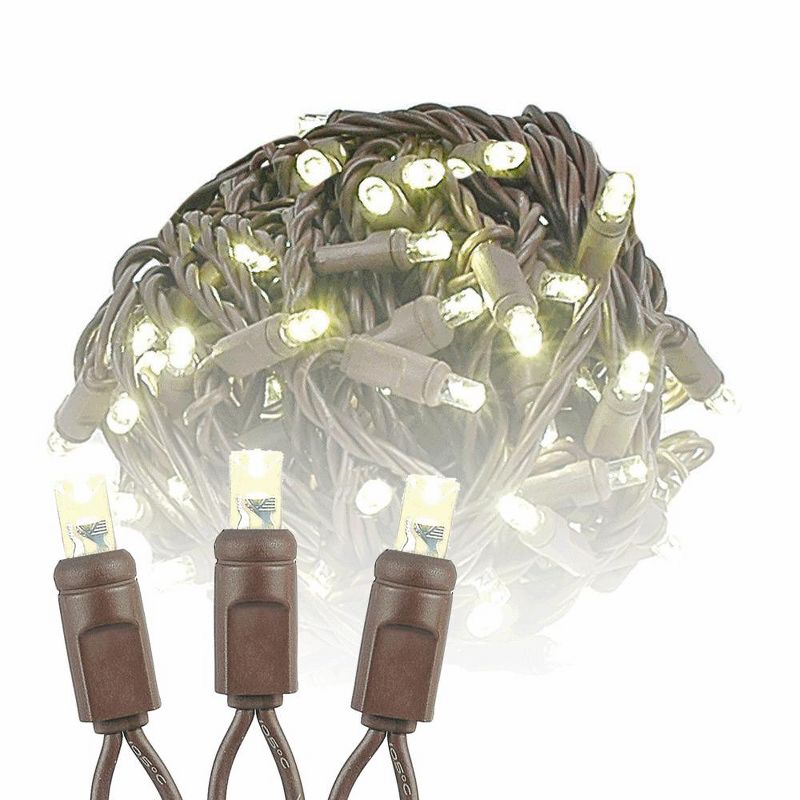 Novelty Lights LED Christmas String Lights Light Set 100 Mini Bulbs  (Brown Wire, 34 Feet), 1 of 9
